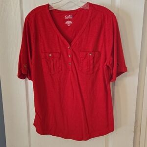 Croft & Barrow Red V-Neck Blouse